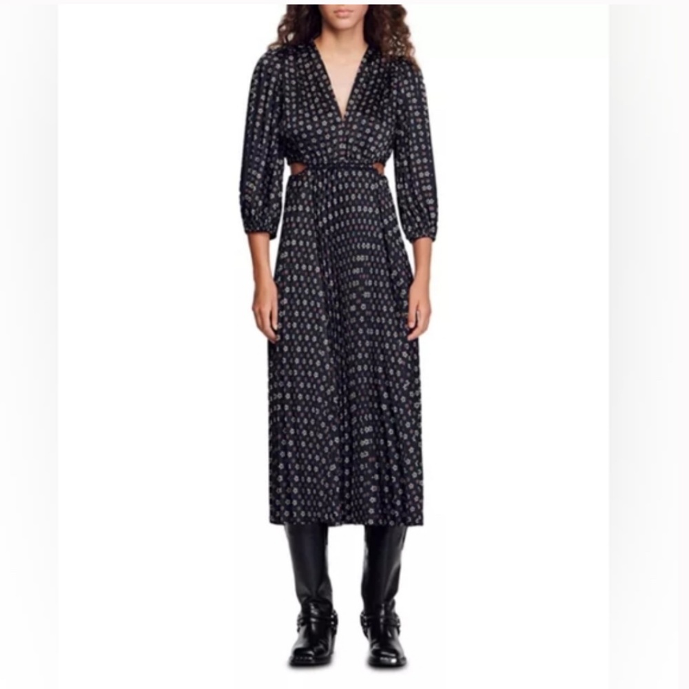 Sandro aglae cutout pleated dress 38